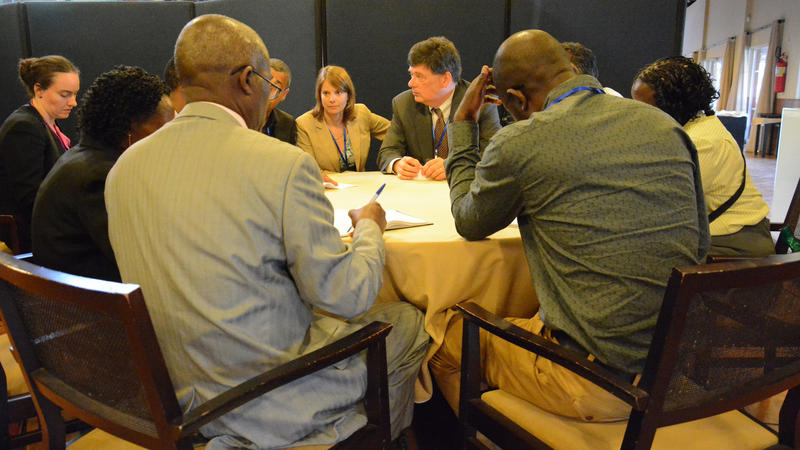 The U.S. delegation meets with Mozambican landmine survivors during the Mine Ban Treaty's Third Review Conference on June 24, 2014 © ICBL, June 2014 